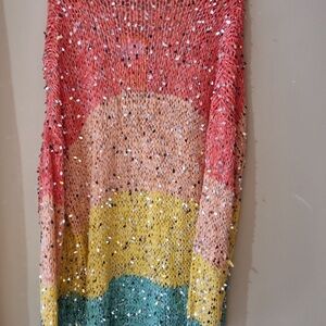 Farm rio cardigan no tag - crochet with silver sequins